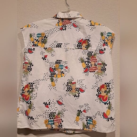 Zara Trafaluc collection white button-up up collared shirt, cap sleeves, size xs - Picture 4 of 11